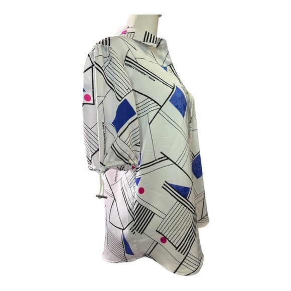 Karl Lagerfeld Geometric Print Button-Up Shirt with Bungee arm closures. XS - Picture 7 of 11